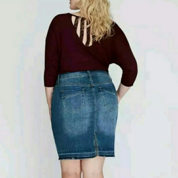 Lane Bryant Distressed Denim Skirt - Picture 2 of 2